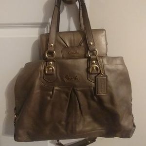 Ashley Metallic Leather Carryall Handbag & Wallet